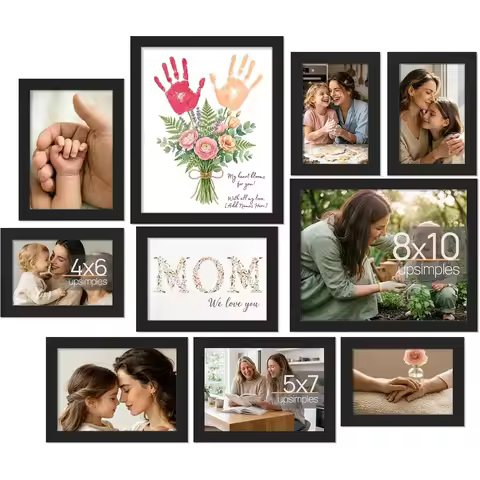 10 Pack Picture Frames Collage Wall Decor, Multi Sizes 8x10 5x7 4x6 for Tabletop or Wall Mounting, B