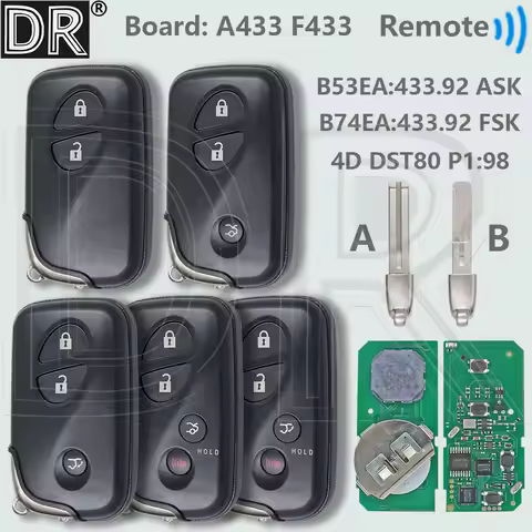 DR B53EA B74EA 433MHz 4D P1:98 Car Remote Key For Lexus IS220 IS250 LS460 LX470D LX570 GX460 RX270 R