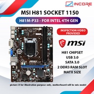 MSI H81M Socket 1150 DDR3 Intel H81 Motherboard 4TH GEN MOBO MAINBOARD H81M-P33 H81M-E33 ETC Pc Hard