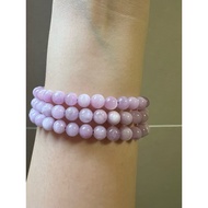Bracelet wrapped with 3 Kunzite stone bracelets, bright purple and pink, 6mm round beads_Jade_PU 4u 