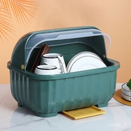 ‍🚢Cupboard Kitchen Tableware Storage Box Container Cupboard Storage Sideboard Household Dish Rack with Lid Draining Rack