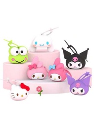 1 pieza Auténtico bolso de silicona de Sanrio Hello Kitty Kuromi Cinnamoroll Melody Kerokero Keroppi Anime gato Kitty Decoración de accesorios de personajes (algunas partes pueden ser aleatorias)