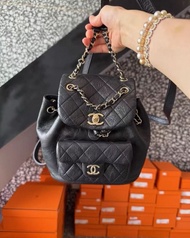 CHANEL Duma 黑金色 小號✨ 油蠟牛皮 | 淡金扣 99新有塵袋  💰36000