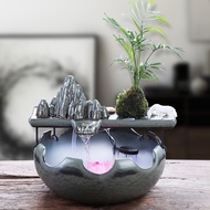 HY-D Yunwo Ceramic Flowing Water Ornaments New Chinese Style Hallway Feng Shui Living Room Fountain Office Rockery Fish