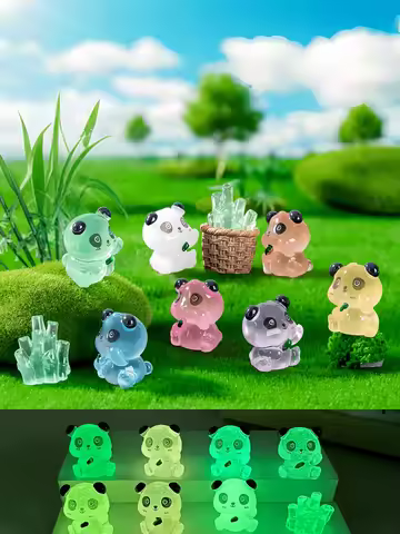 Luminous Mini Resin Panda, Cute Little Panda Sculpture, Glow-in-the-Dark Micro Landscape Garden DIY 