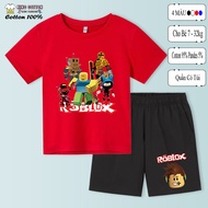 Bộ quần áo trẻ em Cotton ROBLOX ART size từ 10-32kg 4 màu bộ quần áo cho bé mặc mát co dãn tốt