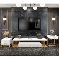 TVS 014, TV Console w Marble top + High/Low TV side tables