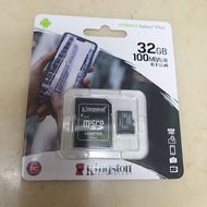 Kingston 金士頓 MicroSDHC 32G 32GB U1 C10 A1 100MB/a 附轉卡 記憶卡 SD卡