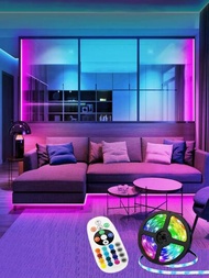 1入組3M/5M90/150LED24鍵紅外線遙控RGB智能燈條適用於房間和派對裝飾用品