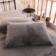 150減20刺繡純色加厚法蘭絨枕頭套法萊絨單雙人枕芯套珊瑚絨枕套枕芯套裝