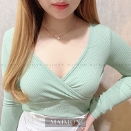 Pastel Long Sleeve Wrap Top | Korean Fashion Women's Top | Maimon Wholesale