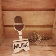 【教師節禮物】木頭手機座-麥克風 名片架/禮物/贈品