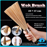 AY Bamboo Wok Brush Cleaning Brush Wooden Handle for Cleaning Dishes, Cast Iron Pots, Pans