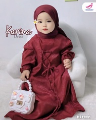 Karina Dress Gamis Lebaran Anak Set Jilbab Usia Newborn  - 6 tahun terbaru / Dress anak set jilbab / gamis lebaran anak perempuan  Zalira Kids