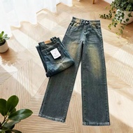 Faded Blue Jeans Women's High Waist Washable And Wearable American Retro Style BB777