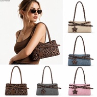 CLEIGHTEEN8H Shoulder Bag, Y2K Adjustable Strap Underarm Bag, Leopard Print Star Pendant Women Handb