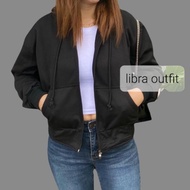 Women's Zip-Up CROP HOODIE Jacket Olive BY LIBRA