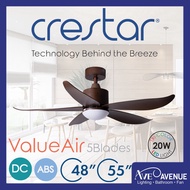 Crestar Value Air 48 / 55 Inch 5 Blades Ceiling Fan With 3-Tone LED Light And Remote Control