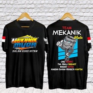 ATASAN KAOS TSHIRT BAJU DISTRO MEKANIK SALAM KUKU HITAM Printed cotton T-shirt