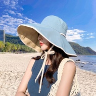 Enlarged brim sun hat womens summer Korean version fisherman hat UV resistant sun hat face blocking 