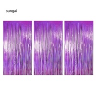 SUN_ Tassel Background Curtain Set Sparkling Foil Fringe Backdrop Set for Weddings Parties 3pcs Rain