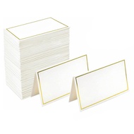 【 LA3P】-120 PCS Place Cards Small Tent Cards with Gold Foil Borders Paper Suitable for Weddings, Banquets, Table Cards, and Name Cards