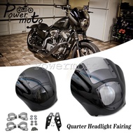 Detachable Quarter Headlight Fairing Windscreen W/ Bracket Kit For Harley Iron 883 XL883N 09-17 Dyna