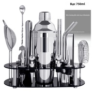 Bộ Dụng Cụ Pha Chế Cocktail Bằng Thép Không Gỉ 16 Món Với Giá Đỡ Bình Lắc Boston 750/600ml Dụng Cụ Đ