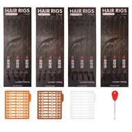 Carp Fishing Hair Rigs, 20 Pcs Curved Barbed Carp Hook Anti-Tangle Swivel Braided Thread line with 3