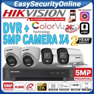 HIKVISION ColorVu 4-CHANNEL 5.0MP 4CH CCTV Super HD 5MP HIK 1920P DVR+Camera Package Full Time Colou