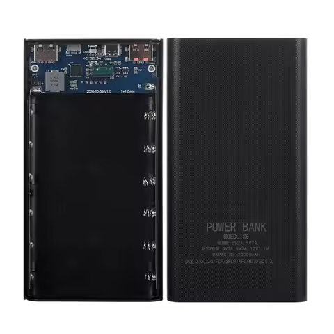 18650 Battery Power Bank Box 22.5W Fast Charging LCD Display 20000MAh Power Board for 6X18650 Batter