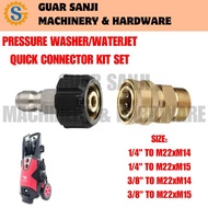HIGH PRESSURE WASHER WATERJET QUICK CONNECTOR KIT SET 1/4” 3/8” M22 TO M14 M15 CAR WASH MACHINE CONN