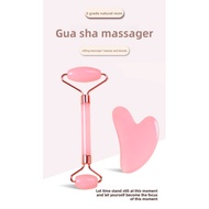 ​Original Gua Sha Stone & Derma Roller Set - Facial Massager for Slimming Face, Jawline Exercise & S