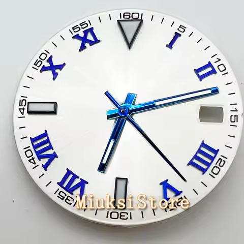 29mm White Watch Dial Blue Hands Fit NH35 NH36 Miyota8215 821A DG2813 ST1612 ETA2824 2836 PT5000 ST2