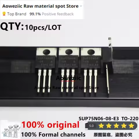 Aoweziic 100% New Imported Original SUP75N06-08-E3 SUP75N06-08 SUP75N06 75N06 MOS FET 60V 75A