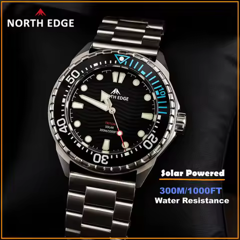 NORTH EDGE TRITON Solar Powered Dive Watch Men Stainless Steel Case Luxury Digital Watches For Men W