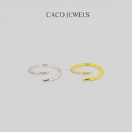 CACO 18k Gold Vermeil 925 Sterling Silver Ring Zirconia Diamond "Curl" (1 Piece)