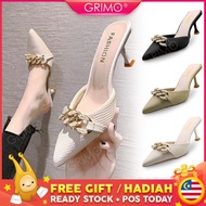 READY STOCK💝GRIMO Diachain Heels Women’s Highheel Kasut Wanita Sandal Shoe Travel High Heels Perempu