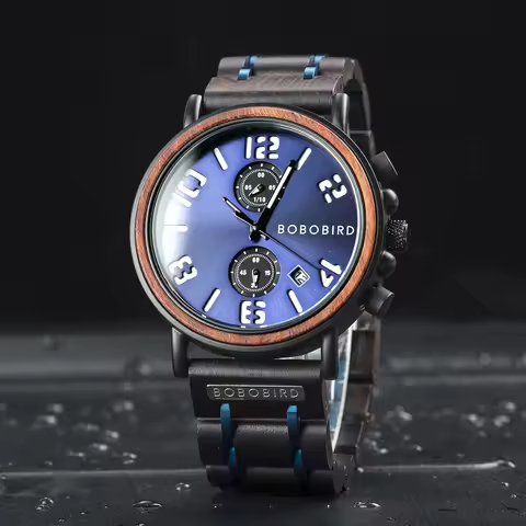 BOBO BIRD Customized Men Watch Luxury Wood Wrist Watches Luminous Pointer Chronograph Reloj Hombre B