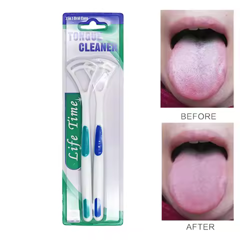 2pcs/pack Tongue Scraper Oral Cleaner Brush Fresh Breath Tongue Cleaning Brush Tools Dental Care Ora