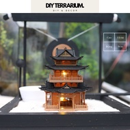 Three-storey Long Model - Mini 3-storey Chinese Ancient House Small Landscape Decoration 11cm High