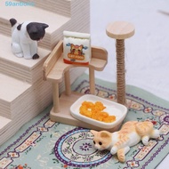 ANTIONE Miniature Cat Climbing Frame, Wooden Cat Tree Dollhouse Cat Tree Model, Cat Climbing Rack Scratching Reversible Dollhouse Mini Pet Cat Toys Dollhouse Furniture
