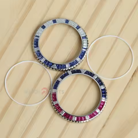 Moissanite/Blue Sapphire & Rubies Watch Bezel for Rolex GMT-Master II 40mm Watch