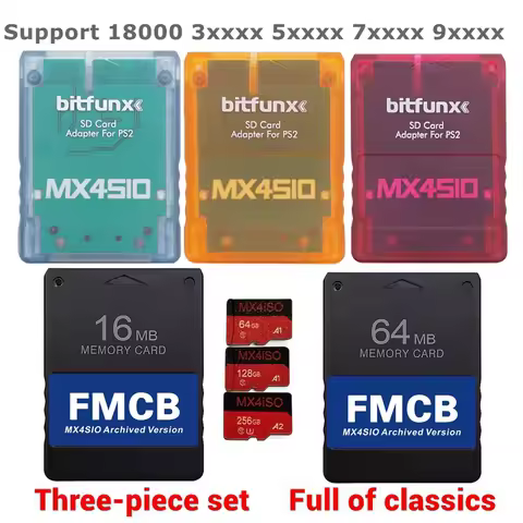 PS2 MX4SIO SIO2SD TF/SD Card Adapter For PS2 Consoles + FMCB Card + 256G/128G/64G PS2 ISO SD Card ch