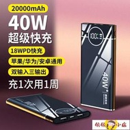 現貨 行動電源 便攜電源 快充 40W超級快充閃充超薄迷你充電寶20000毫安華為安卓蘋果手機通用沖