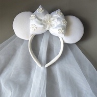 米奇 米妮 Mickey Minnie 卡通 可愛 花花 蝴蝶結 婚紗 頭箍 髮箍 頭飾 飾物 裝飾