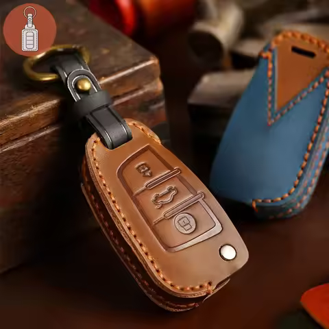 Fob Protector Car Key Case Cover Leather Keychain Holder Accessories for Audi A1 A3 Q2l Q3 S3 S5 S6 