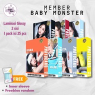 Photocard BABY MONSTER MEMBER Collection - 2 sides - 1 Pack contains 25Pcs photo ahyeon chiquita ror