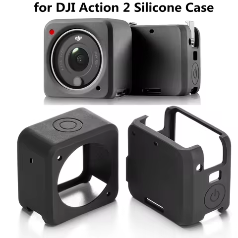 Protective Silicone Case for DJI Action 2 Tempered Glass Screen Protector Cover for DJI Action 2 Acc