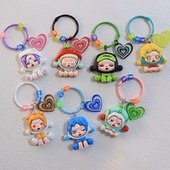 Cartoon Resin Plush Keychain Letter Heart Beaded Keychain Acrylic Heart Doll Bag Pendant Friend Gift